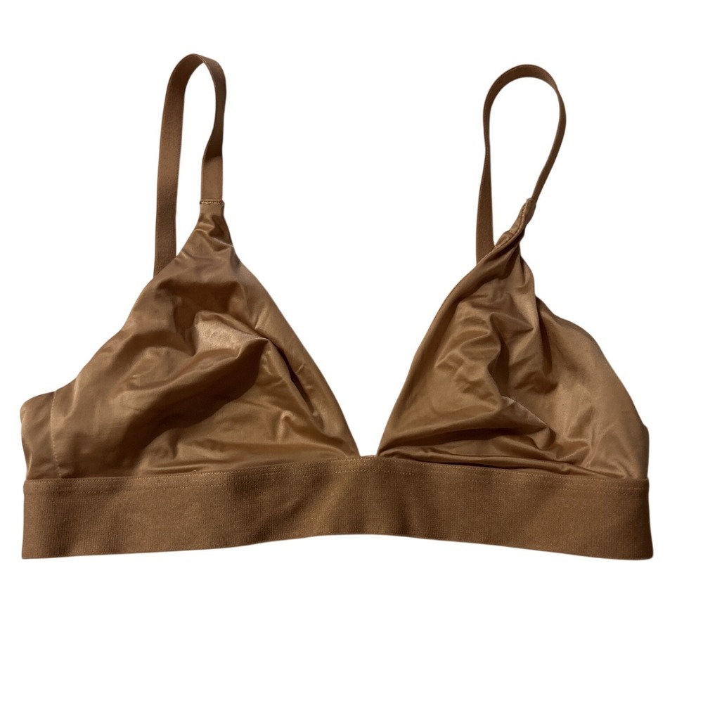 Negative Bra Size 1 Glace Triangle Bra in Buff Plunge Lightweight Opaque